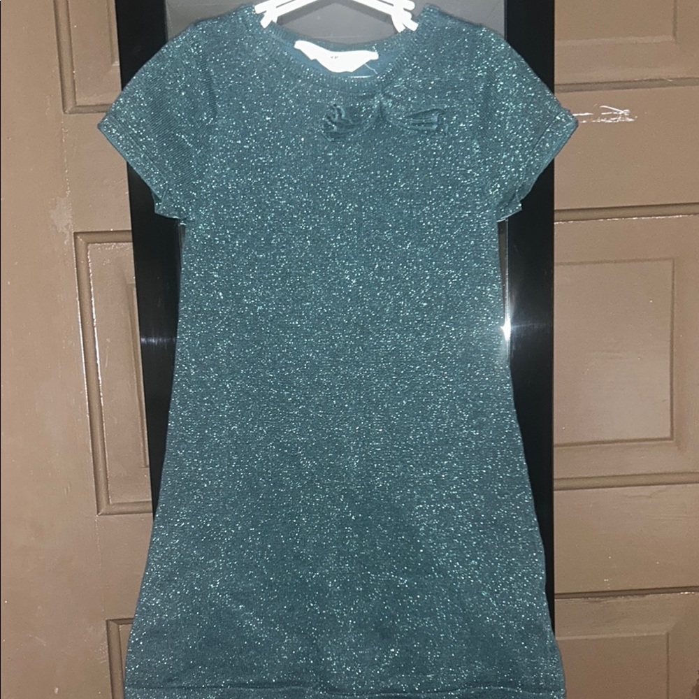 H&M; size 5-6 or 110/116 Sparkling Green Kids Dress